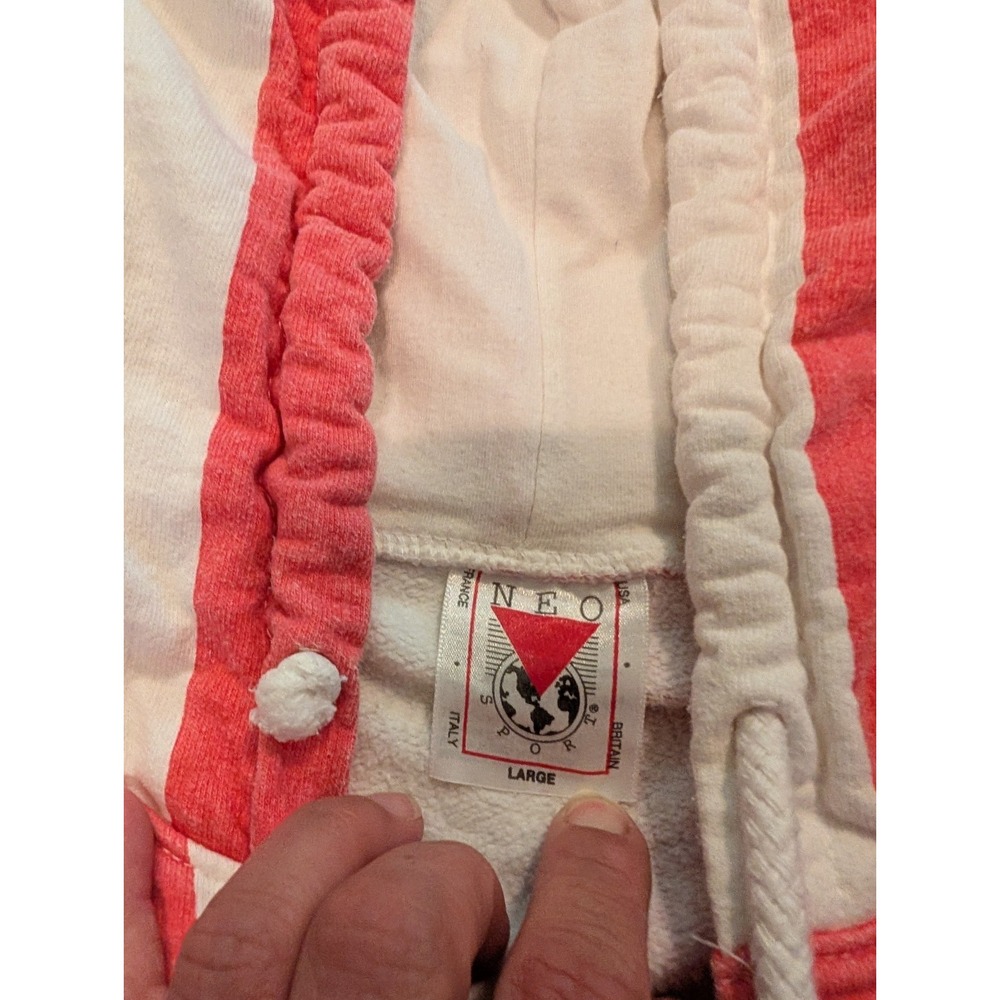 Vtg 90s Neo Sport Striped Hoodie Shirt Surf Skate Grunge Vaporwave Rave OP AOP L - Picture 6 of 7